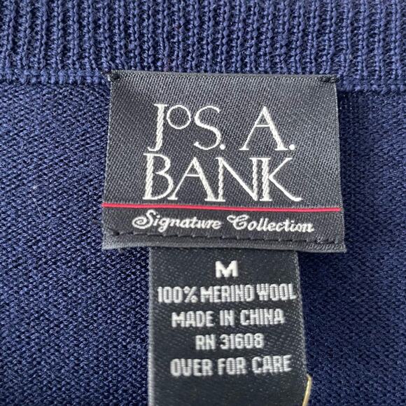 NWT Jos. A. Banks Navy Argyle Wool Sweater Size Medium - Picture 2 of 8